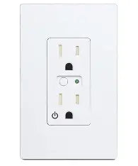 GoControl Z-Wave Plus White In-Wall Outlet with Energy Monitoring, 1 Controlled, 1 Pass-Through